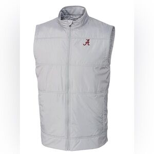 Cutter & Buck Alabama Crimson Tide Stealth Hybrid Quilted Vest Mens L Gray Golf